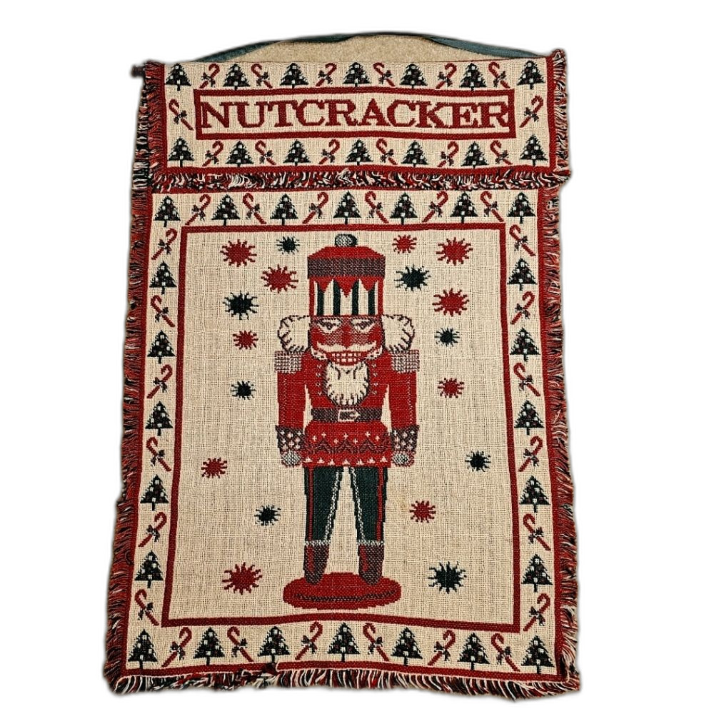 VTG Nutcracker Hanging Tapestry Woven Christmas Tree Candy Cane Fringe 1995 WTC
